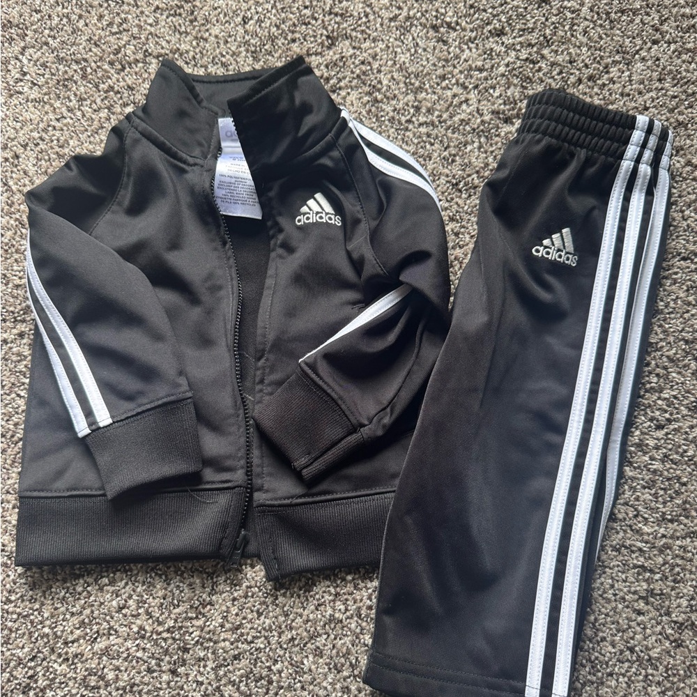 Adidas Kids Black and White Jogger Set
